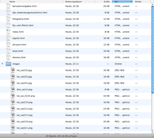Verzeichnis von einem Thema in FM4Web