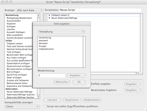 FileMaker Pro Scriptschritte