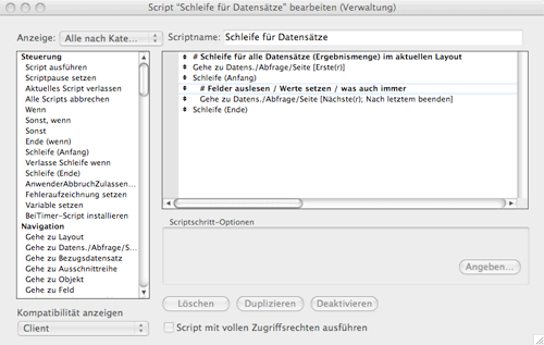 Aufbau einer einfachen FileMaker Pro Script Schleife