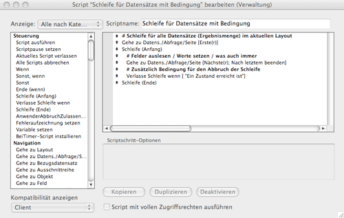 FileMaker Pro Schleife mit zusätzlicher Bedingung