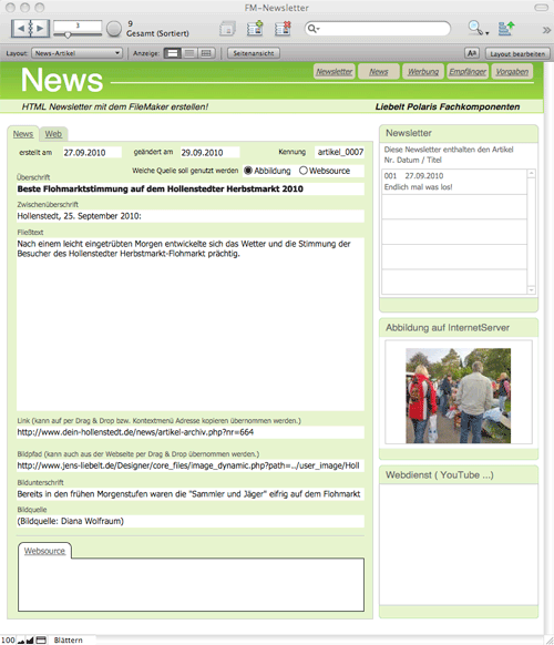 Eingabe der News-Artikel