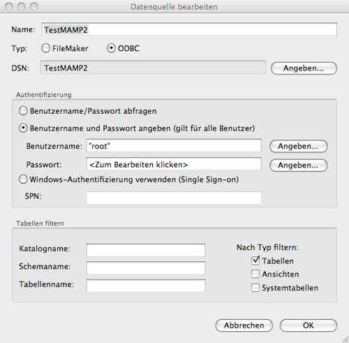 FileMaker externe Datenquelle verwalten