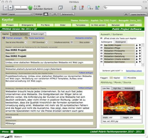 FM4Web Eingabemaske Kapitel
